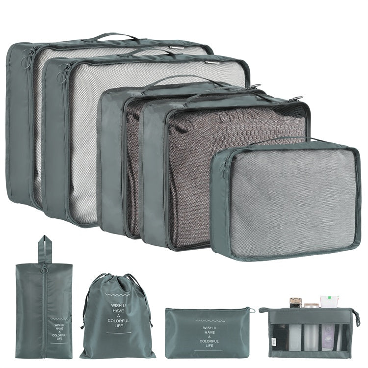 a group of grey bags