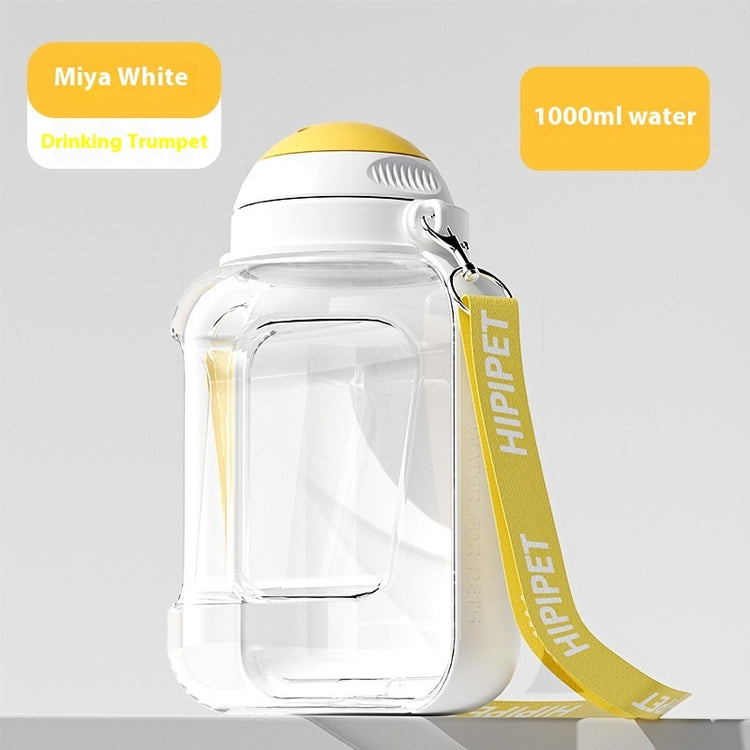 a water bottle with a yellow ribbon