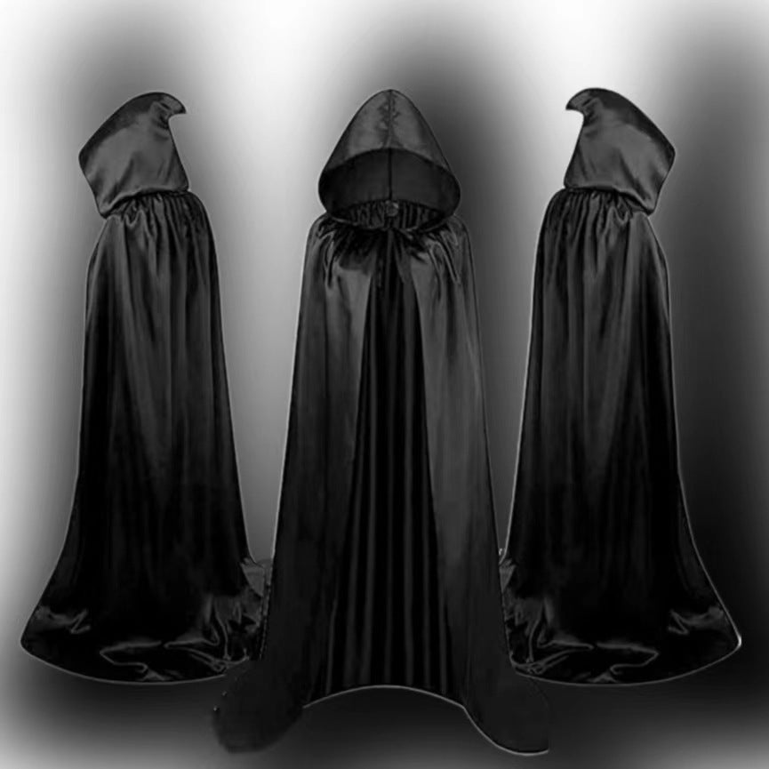 a group of black hooded cloaks
