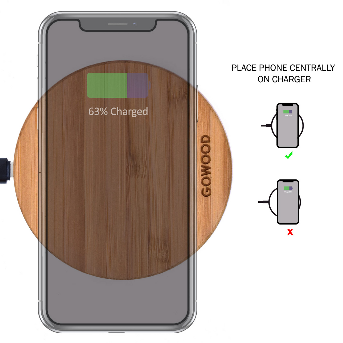 a cell phone charging on a charger