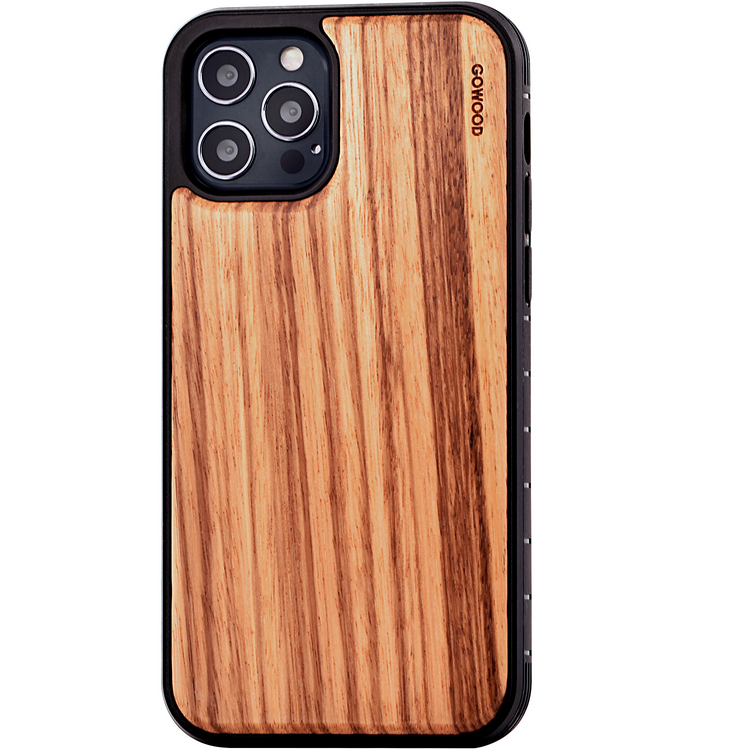 a phone case with a wood grain design