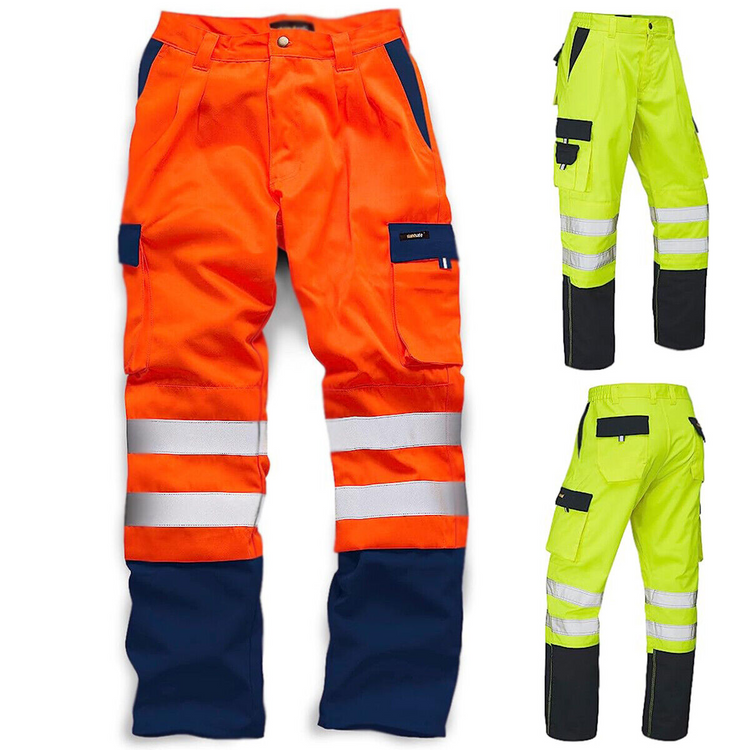 a pair of pants with reflective stripes