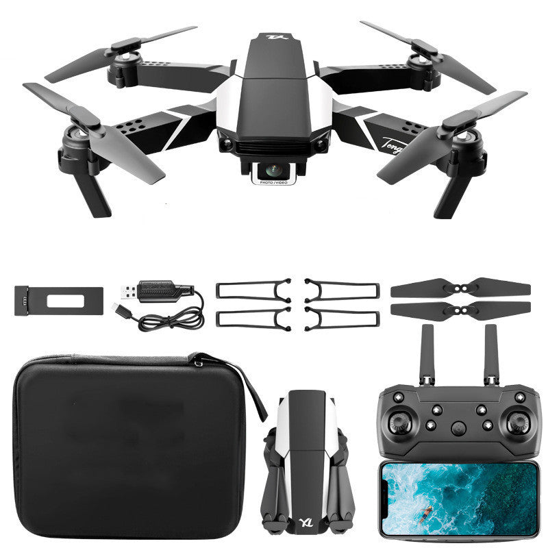 a drone with a case and accessories