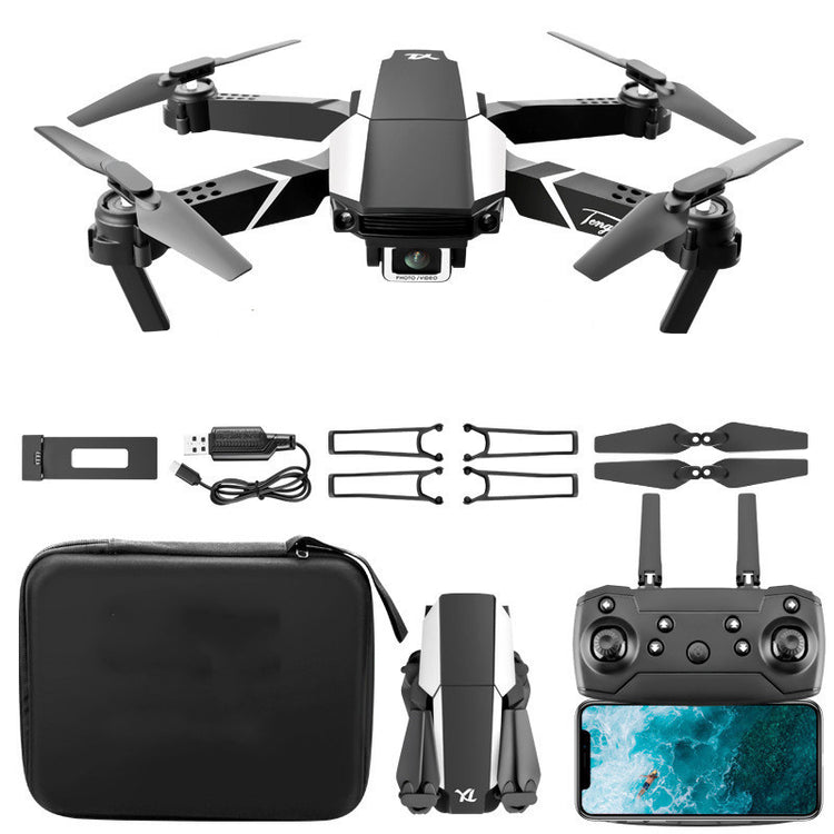 a drone with a case and accessories