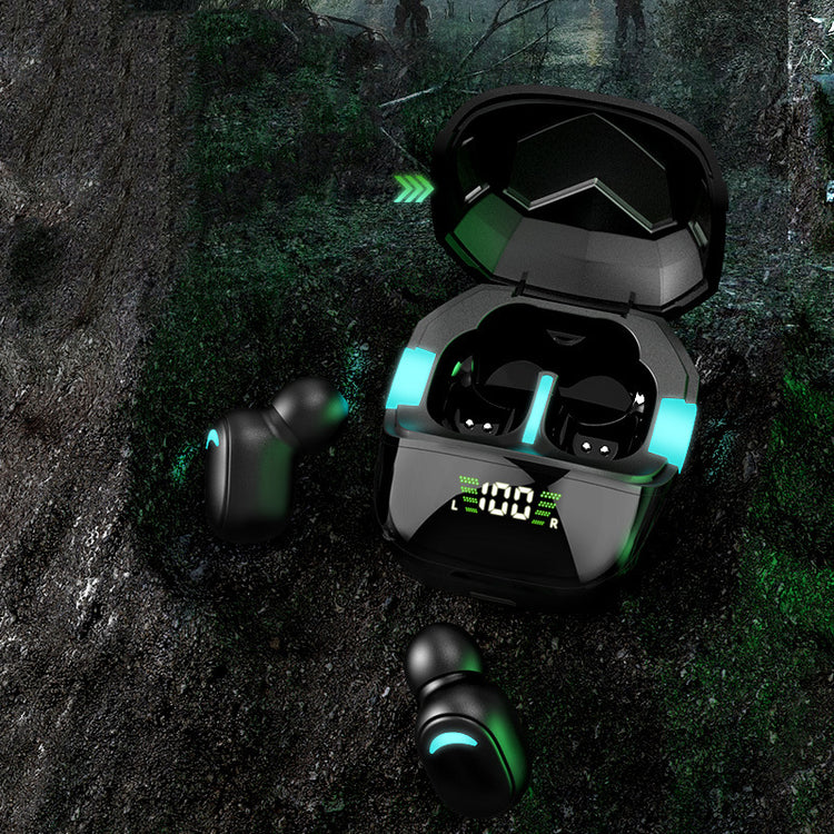 a black electronic device with green lights
