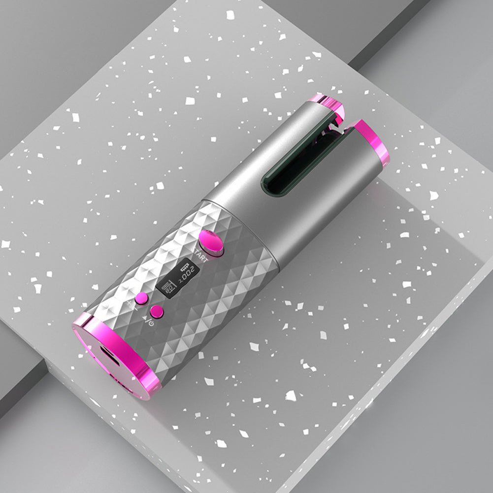 a silver and pink hair straightener