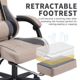 Ergonomic Gaming Chair with Massage, Footrest and Lumbar Support