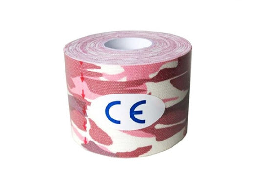 a roll of pink and white camouflage toilet paper