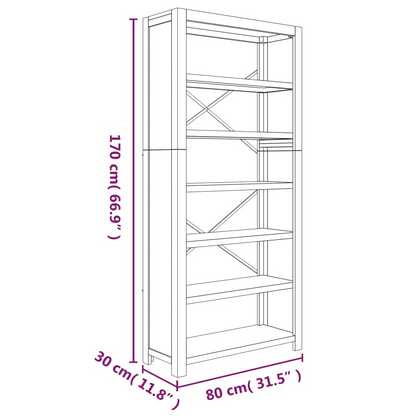 vidaXL 6-Tier Bookcase 31.5"x11.8"x66.9" Solid Wood Acacia