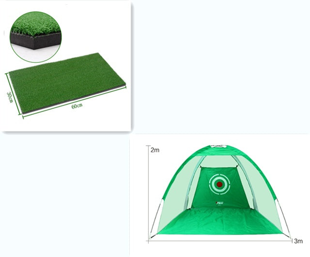 a green tent and a green mat