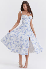 Women's Floral Lace-Up Corset Dress