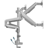 Lorell Mounting Arm for Monitor - Gray - Height Adjustable - 3 Display(s) Supported - 15.40 lb Load Capacity - 75 x 75, 100 x 100 - 1 Each