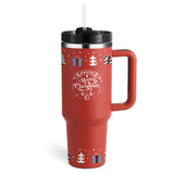40 oz Insulated Stainless Steel Tumbler with Handle and Straw