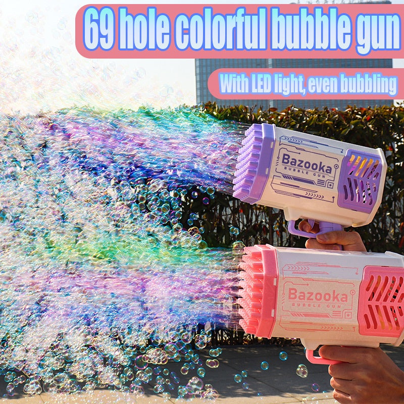 two hands holding colorful water guns
