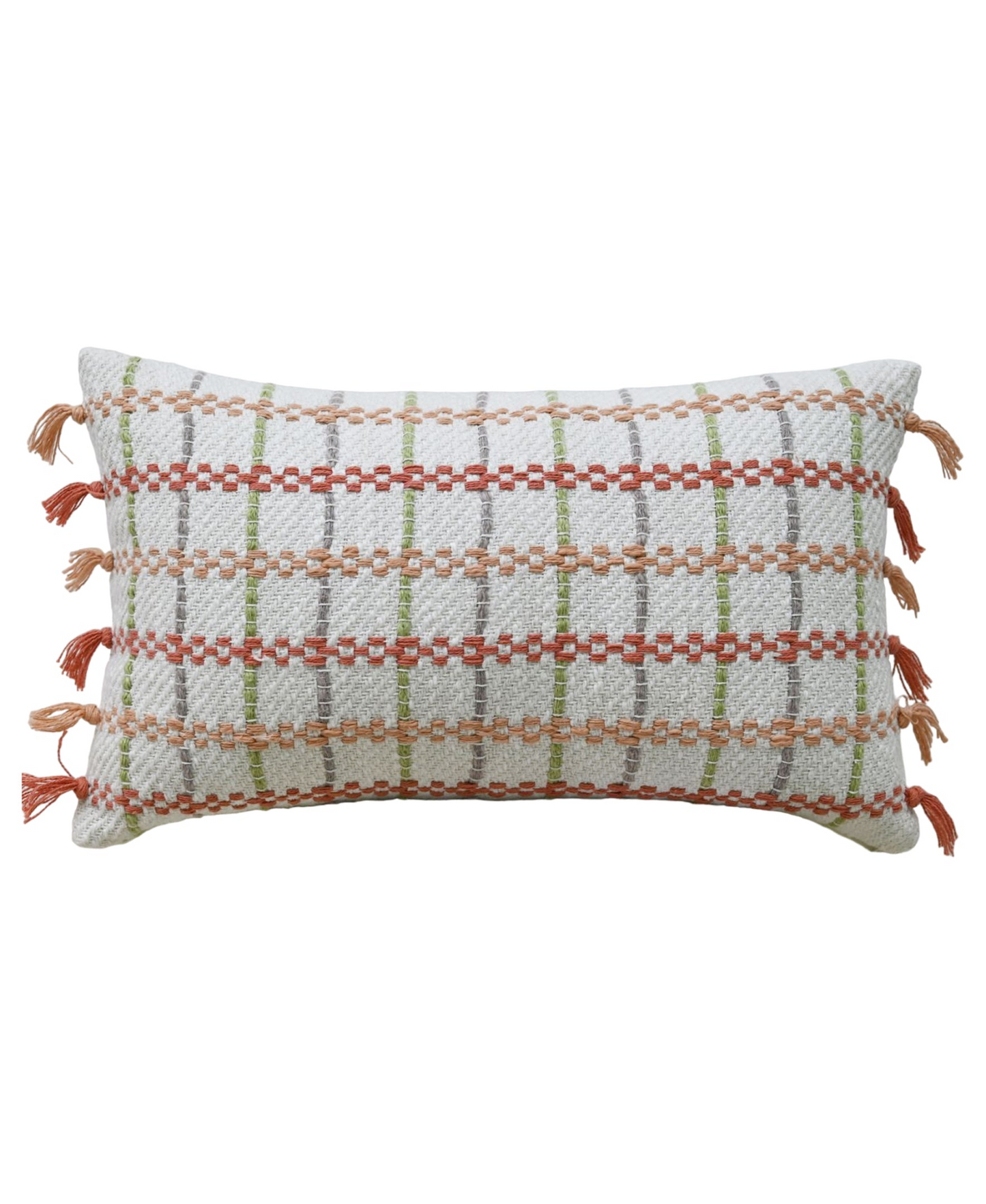 Handwoven Knotted Edging Decorative Throw Pillow, 14"X24"
