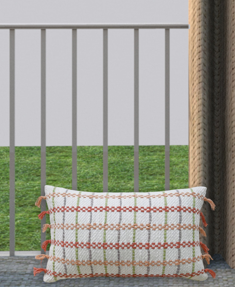 a pillow on a bench