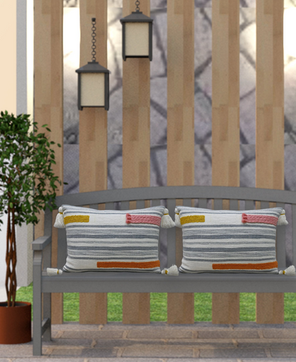 Handwoven Embroidery Braid Couch Decorative Pillow 14"x20"