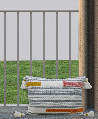 Handwoven Embroidery Braid Couch Decorative Pillow 14"x20"