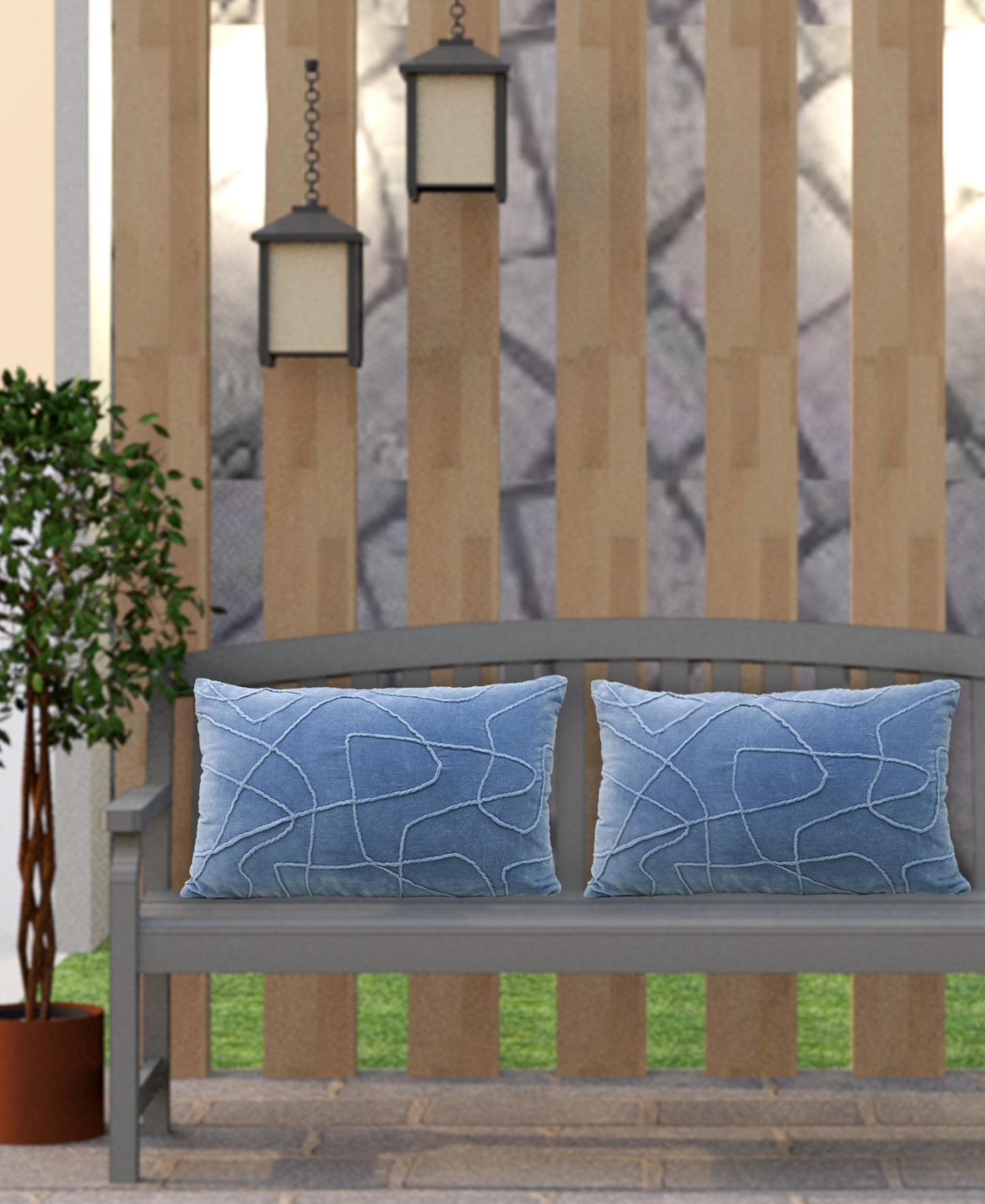 Linden Solid Velvet Embroidered Decorative Pillow 14"x24"