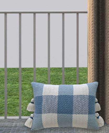 Handloom Woven Textured Plaid Decorative Pillow with Insert