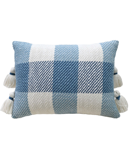 Handloom Woven Textured Plaid Decorative Pillow with Insert