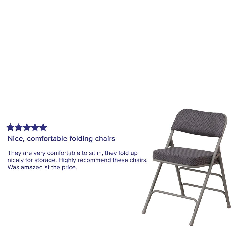 2 Pk. HERCULES Series Premium Curved Triple Braced & Double Hinged Gray Fabric Metal Folding Chair