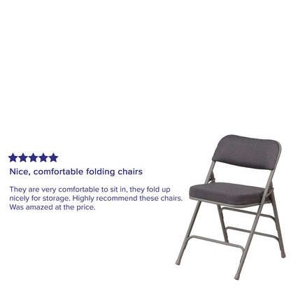 2 Pk. HERCULES Series Premium Curved Triple Braced & Double Hinged Gray Fabric Metal Folding Chair