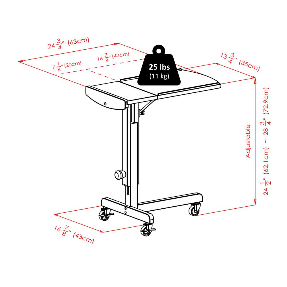 a drawing of a desk with dimensions