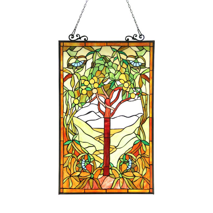 a stained glass window from a chain