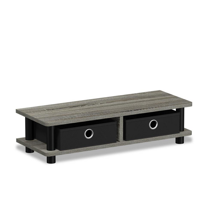 a wooden shelf with two drawers