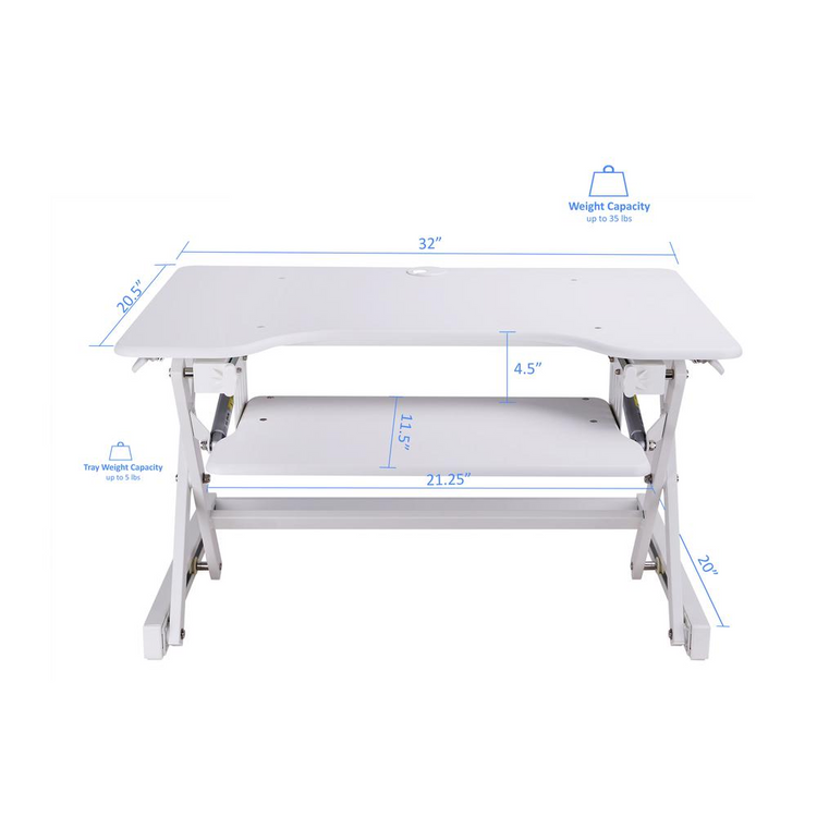 a white desk with dimensions