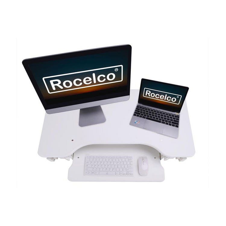 a computer monitor and laptop on a desk