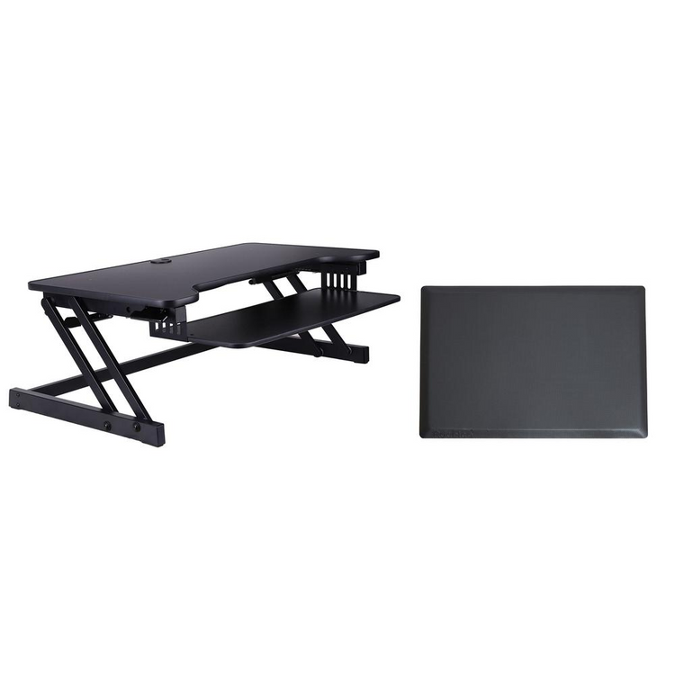 a black desk with a black tray