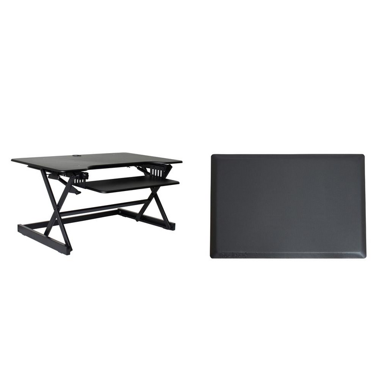 a black table and a black square table
