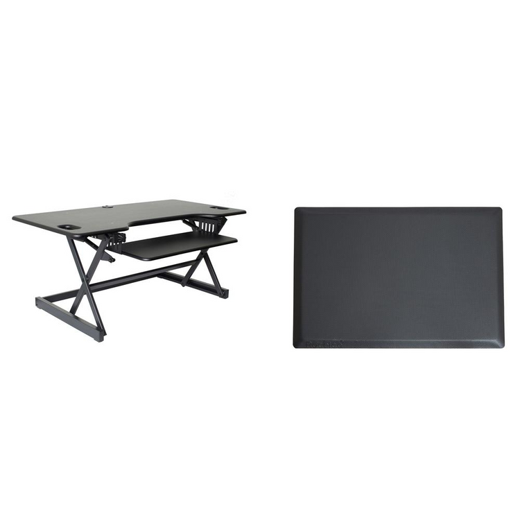 a black desk with a black cover