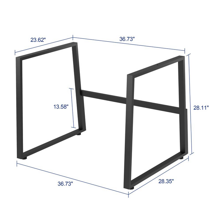 a black metal stand with dimensions