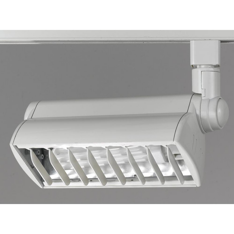 a white light fixture with a light on