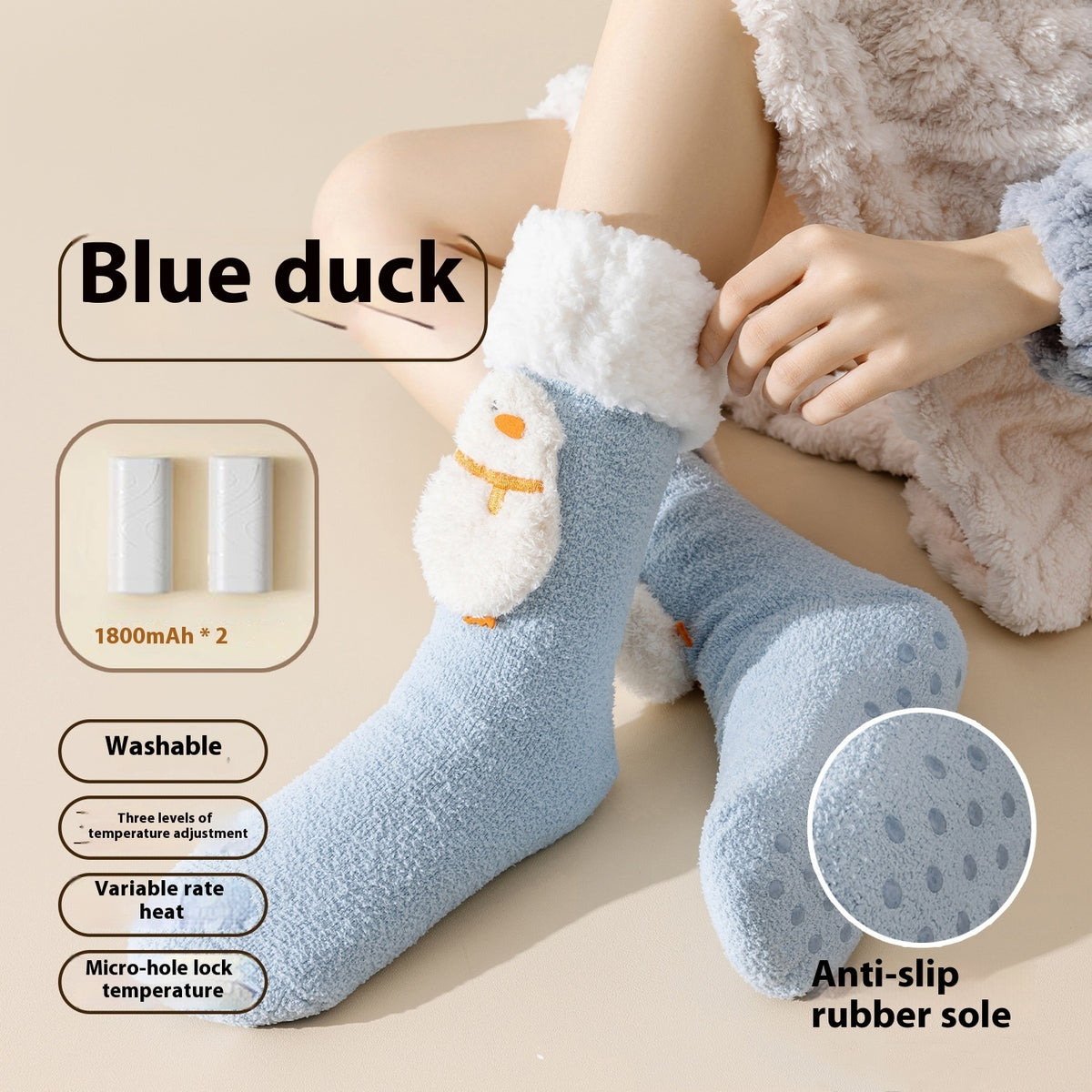 a person wearing socks and a slipper