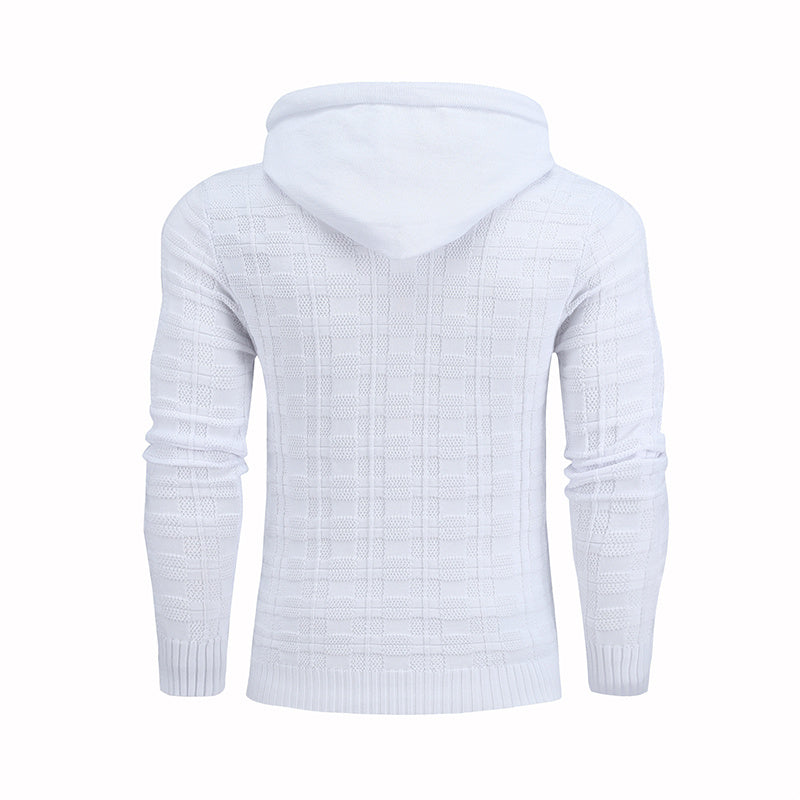 a white sweater with a hood