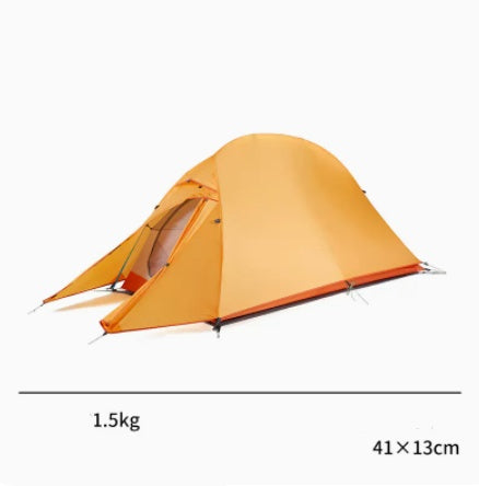 a yellow tent with a size of the top