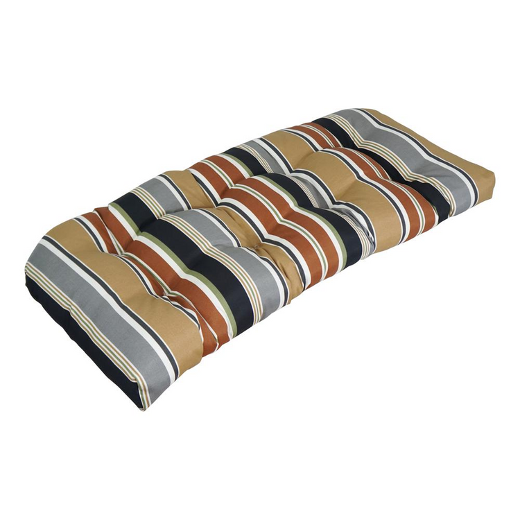 a striped cushion on a white background