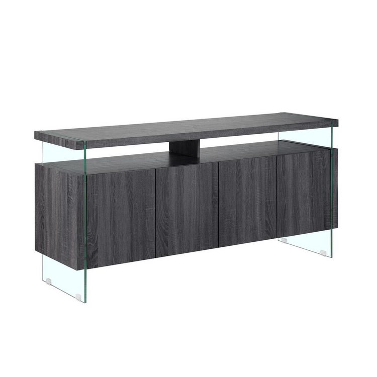 a black and glass cabinet