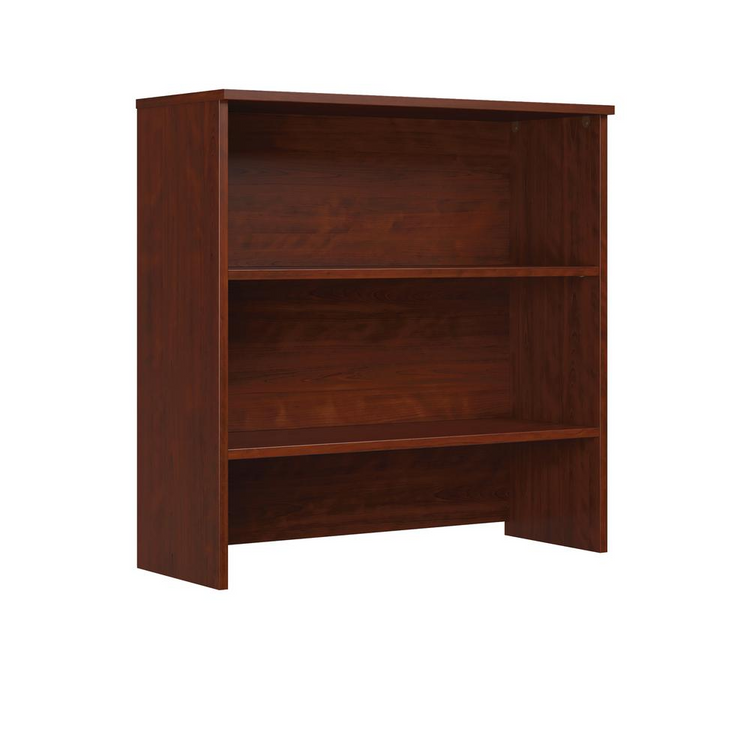 a brown wood shelf with two shelves