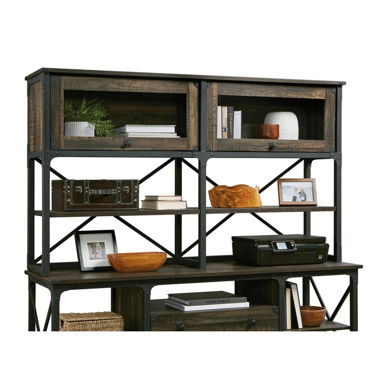 a shelf with shelves and objects on it