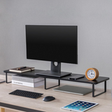 Lorell Quick-Install Monitor Laptop Riser - 4.8" Height x 39.4" Width x 10.2" Depth - Powder Coated - Steel, Particleboard, Silicone - Black