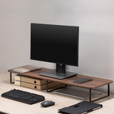 Lorell Quick-Install Monitor Laptop Riser - 4.8" Height x 39.4" Width x 10.2" Depth - Powder Coated - Steel, Particleboard, Silicone - Teak