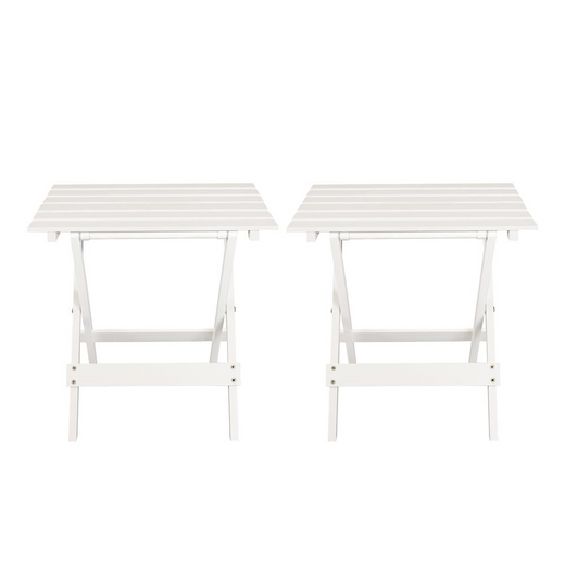 Portable Solid Wood Folding Side Table 2-Piece Set - White