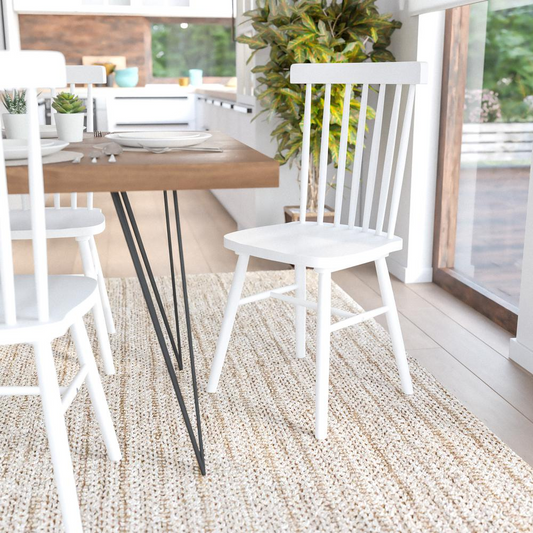 Farmhouse 2-Tier Console Table - Brushed White Finish Engineered Wood Frame