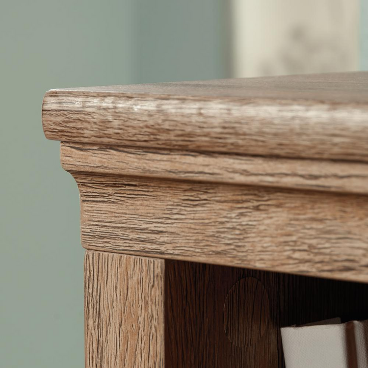 a close up of a wood shelf