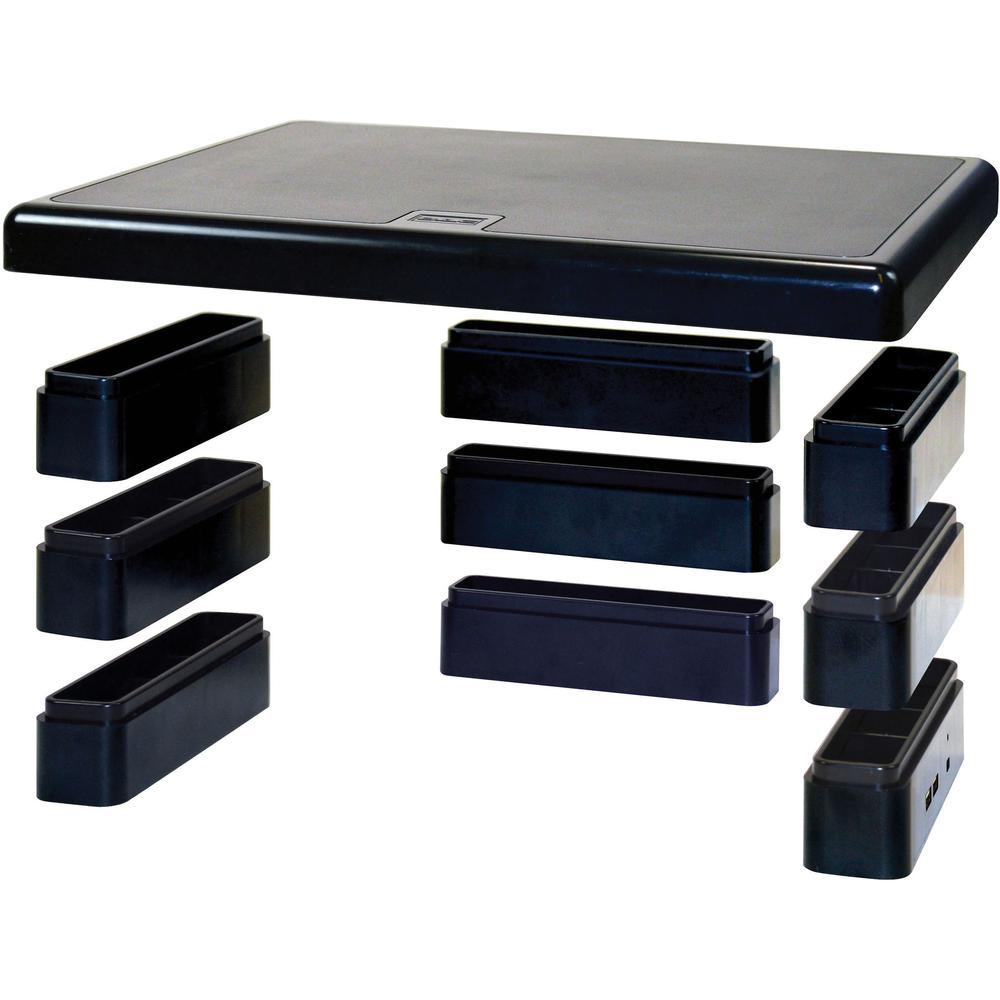 a black rectangular object with many drawers